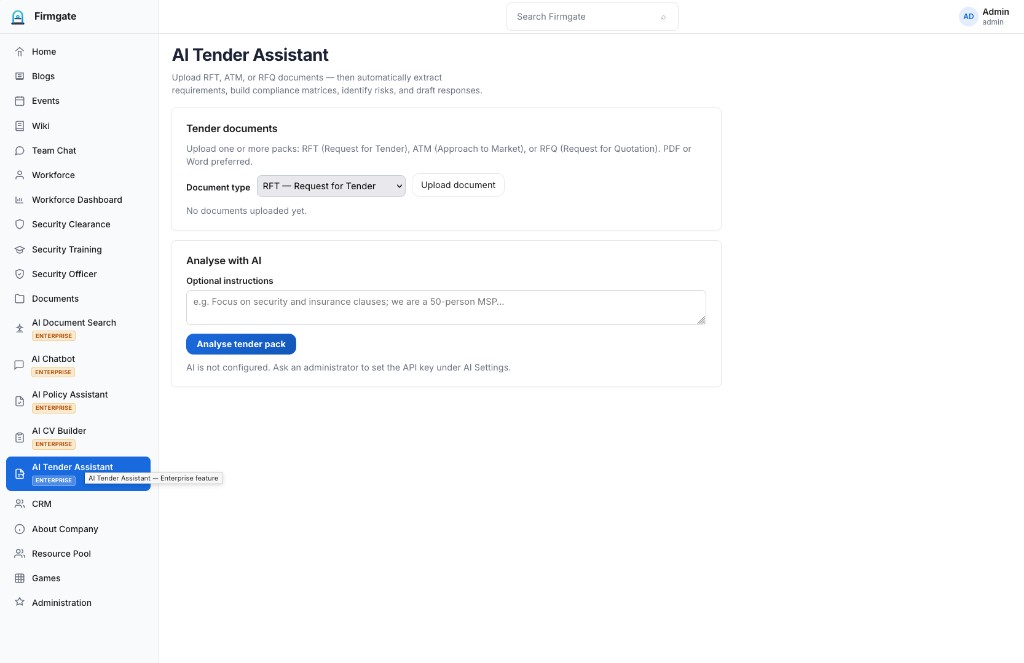 AI Tender Assistant — AI Tender Assistant — analyse RFT, ATM, and RFQ packs; requirements and draft responses.